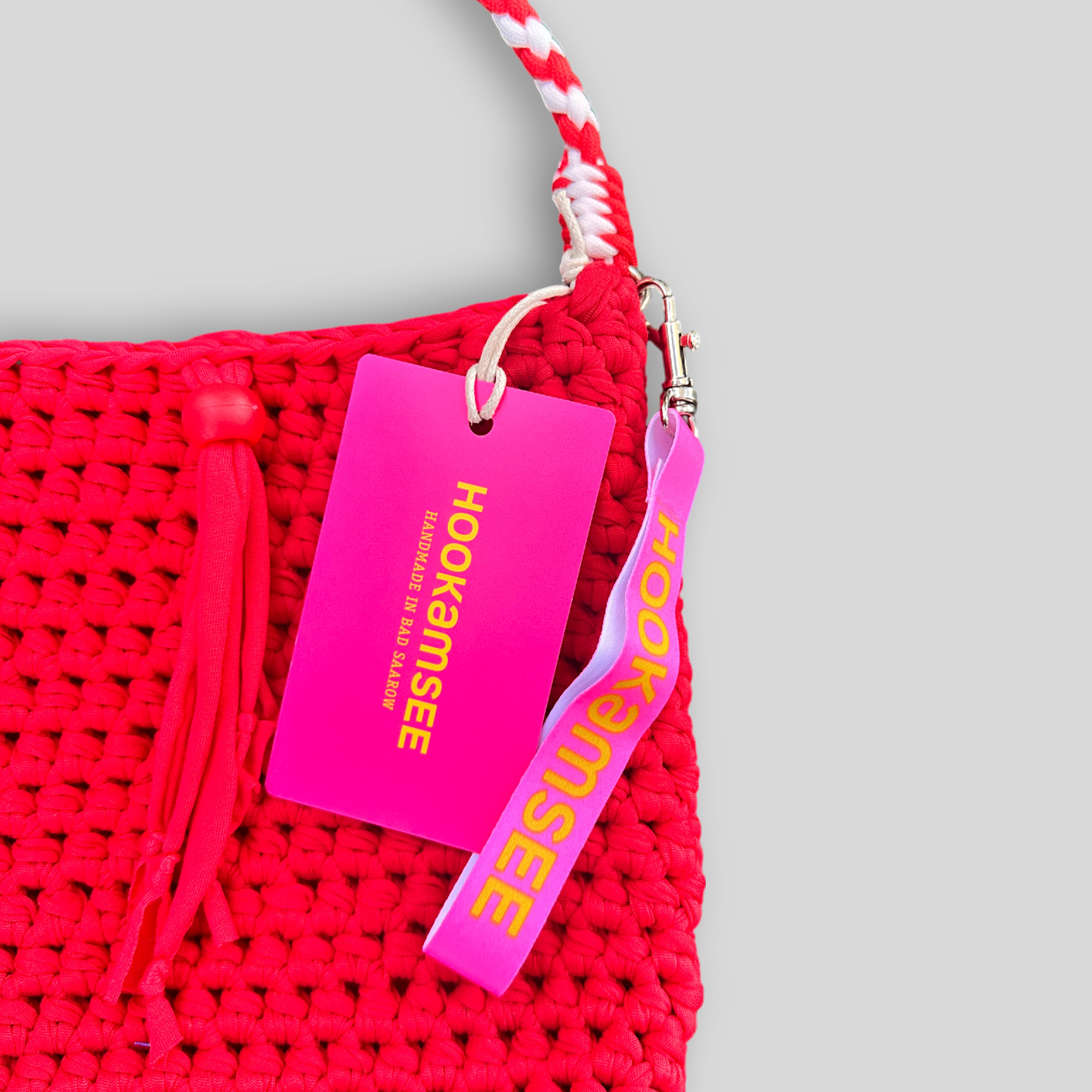 Häkeltasche Damen Crossbody – kleine Tasche Red Pop #086