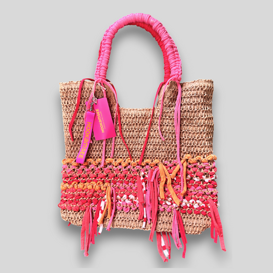 Basttasche Damen Shopper groß – Pink Power #097