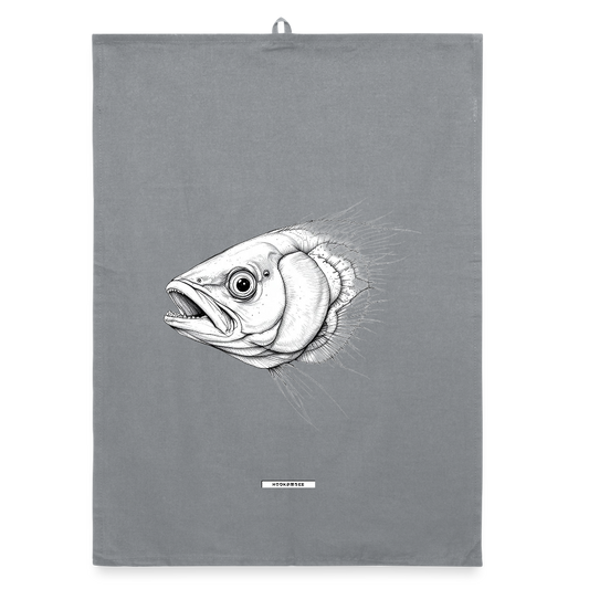FAUNA FISCH Organic Geschirrtuch / Stoffserviette - Grau
