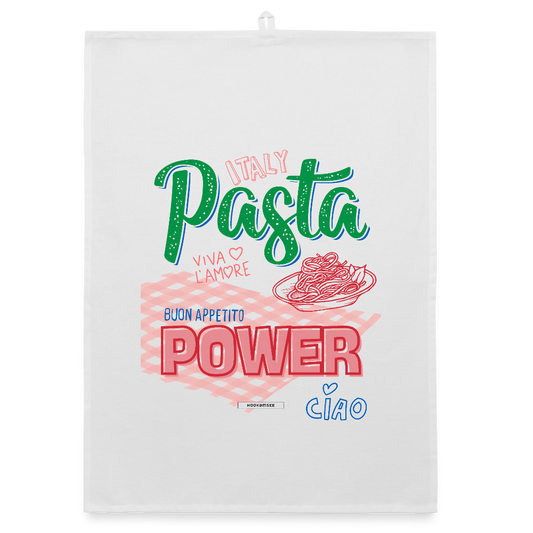 KITCHEN VIBES PASTA POWER Organic Geschirrtuch / Stoffserviette - Weiß