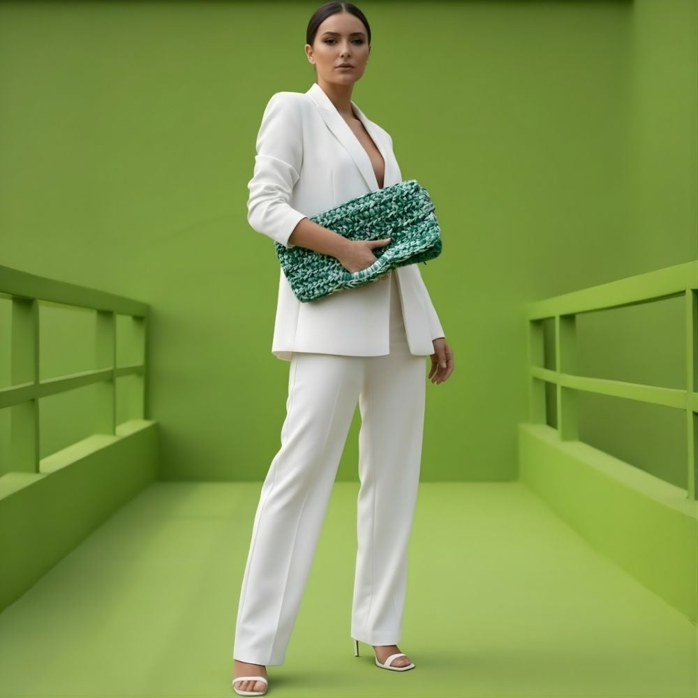 Clutch Grün – handgemachtes Unikat aus recyceltem T-Shirtgarn #165