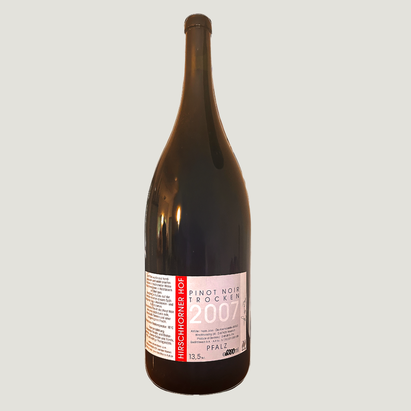 Frank John Pinot Noir trocken Hirschhorner Hof 2007 Impériale (6,0 l)