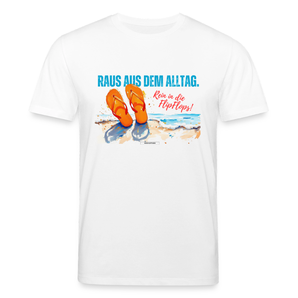 Shirt "Raus aus dem Alltag. Rein in die FlipFlops!" - Weiß