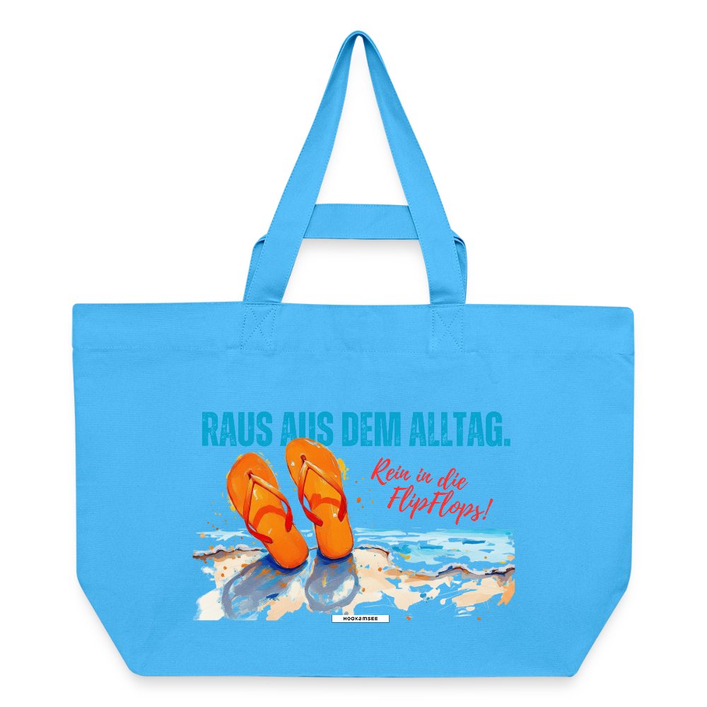 Große Shopping Bag "Raus aus dem Alltag. Rein in die FlipFlops" #169 - Aquablau