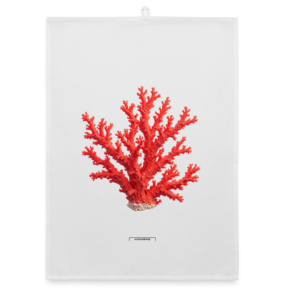 AQUA CORAL BRANCH Organic Geschirrtuch / Stoffserviette - Weiß