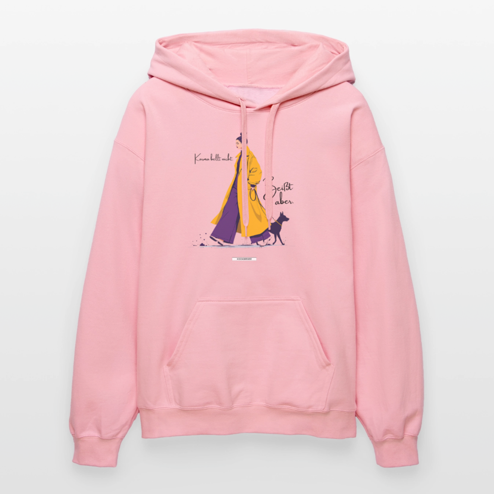 Hoodie Karma bellt nicht. Beißt aber. - Hellrosa