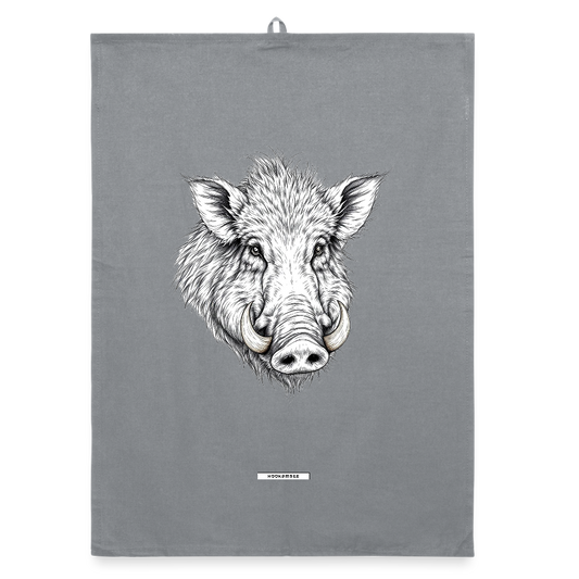 FAUNA WILDSCHWEIN Organic Geschirrtuch / Stoffserviette - Grau
