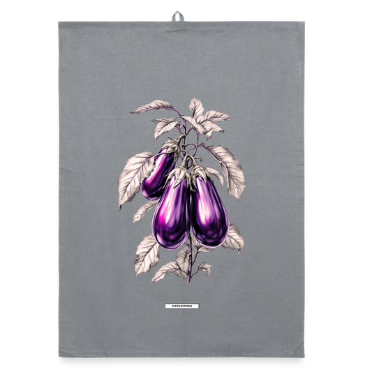 FLORA AUBERGINEN Organic Geschirrtuch / Stoffserviette - Grau