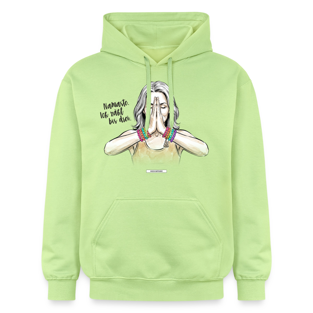 Hoodie Namaste. Ich zähl bis drei. - Pistazie