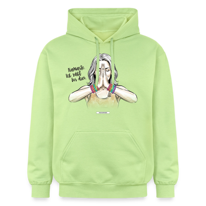 Hoodie Namaste. Ich zähl bis drei. - Pistazie
