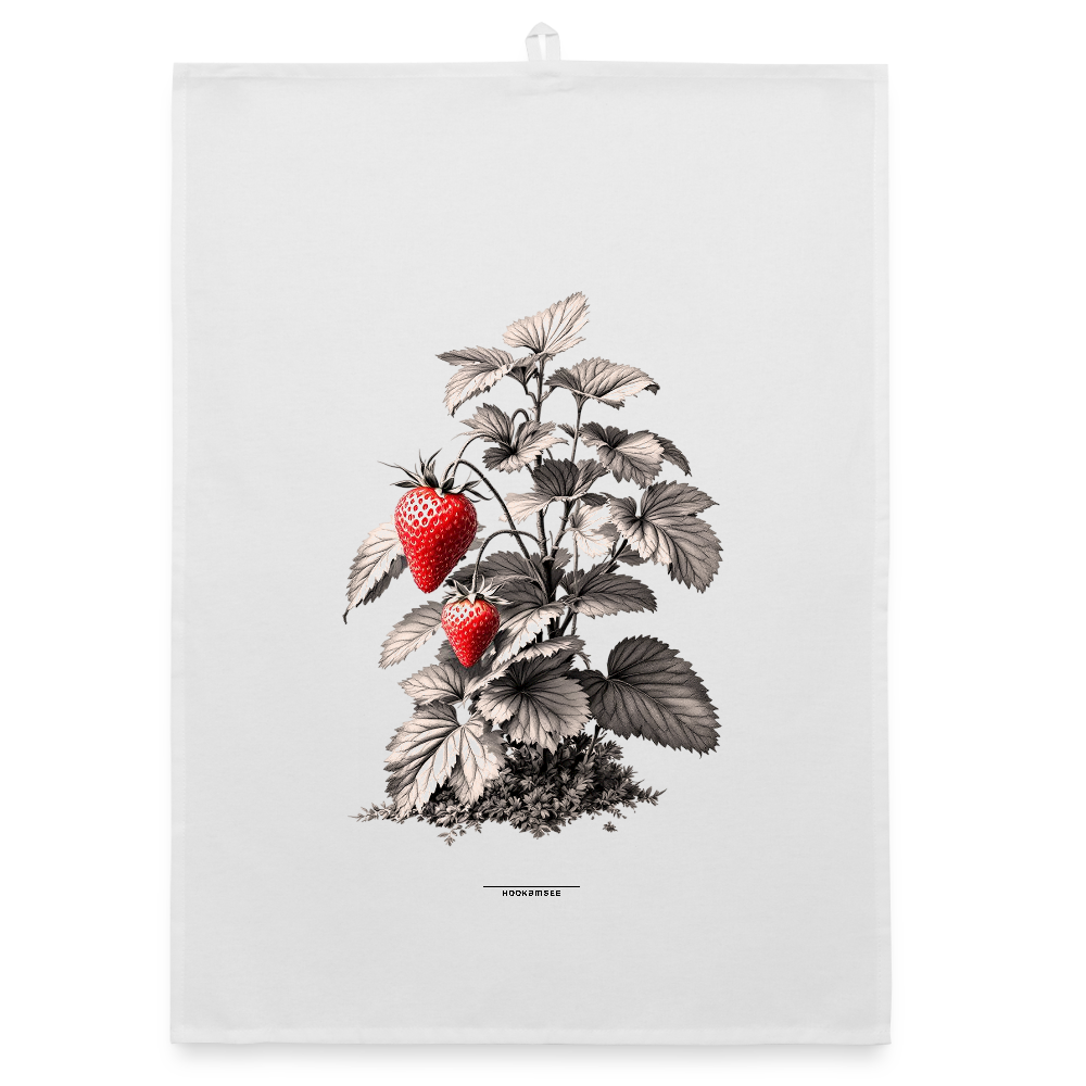 FLORA ERDBEEREN Organic Geschirrtuch / Stoffserviette - Weiß
