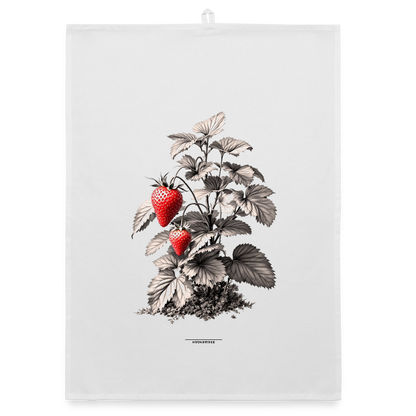FLORA ERDBEEREN Organic Geschirrtuch / Stoffserviette - Weiß