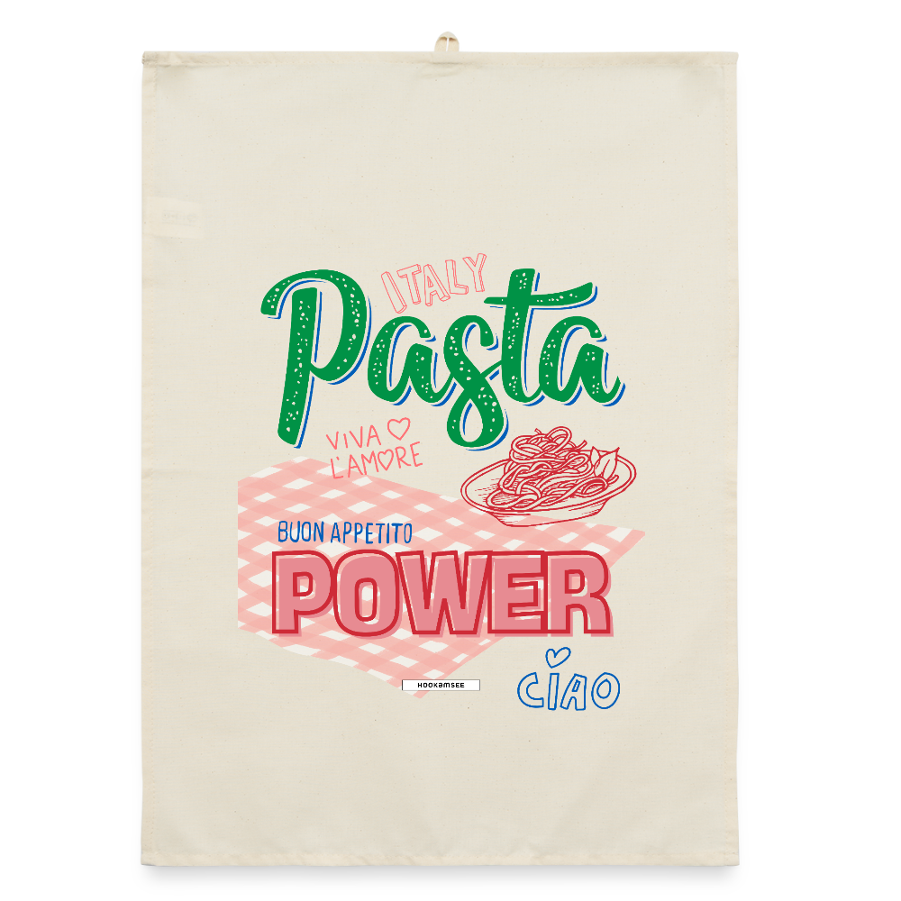 KITCHEN VIBES PASTA POWER Organic Geschirrtuch / Stoffserviette - Natur