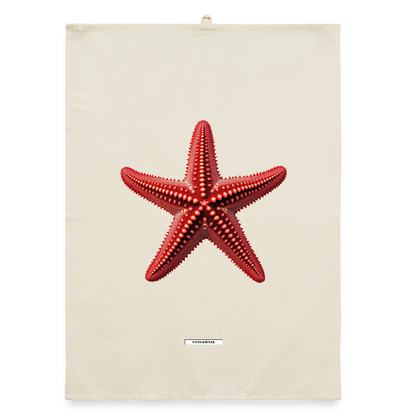 AQUA STARFISH RED Organic Geschirrtuch / Stoffserviette - Natur