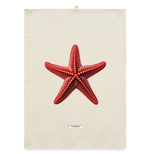 AQUA STARFISH RED Organic Geschirrtuch / Stoffserviette - Natur