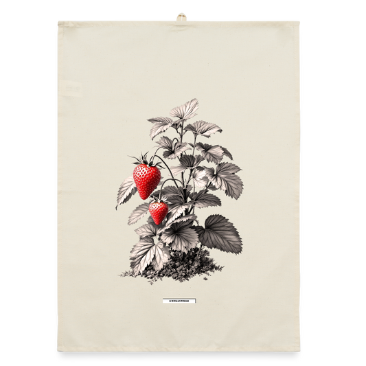 FLORA ERDBEEREN Organic Geschirrtuch / Stoffserviette - Natur