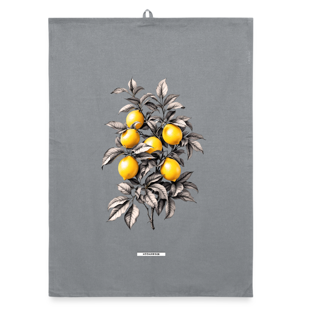 FLORA ZITRONEN Organic Geschirrtuch / Stoffserviette - Grau