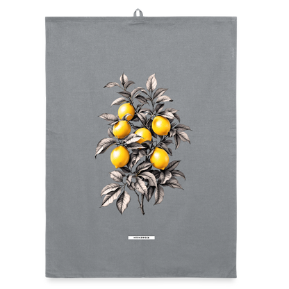 FLORA ZITRONEN Organic Geschirrtuch / Stoffserviette - Grau