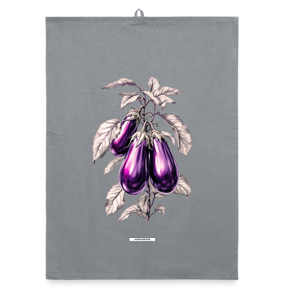 FLORA AUBERGINEN Organic Geschirrtuch / Stoffserviette - Grau