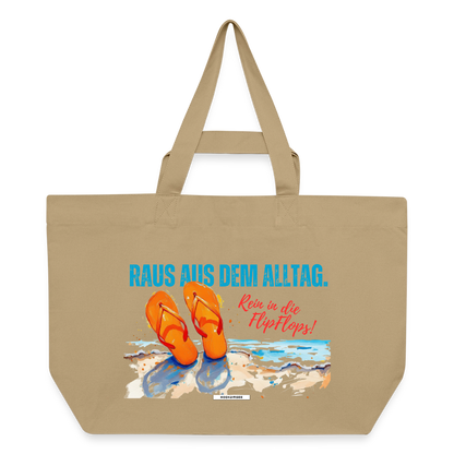 Große Shopping Bag "Raus aus dem Alltag. Rein in die FlipFlops" #169 - Karamell 