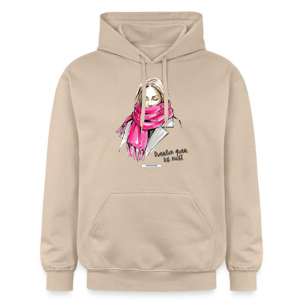 Hoodie Draußen grau. Ich nicht. - Sand