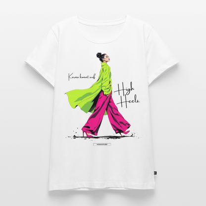 Shirt Karma kommt auf High Heels - Weiß