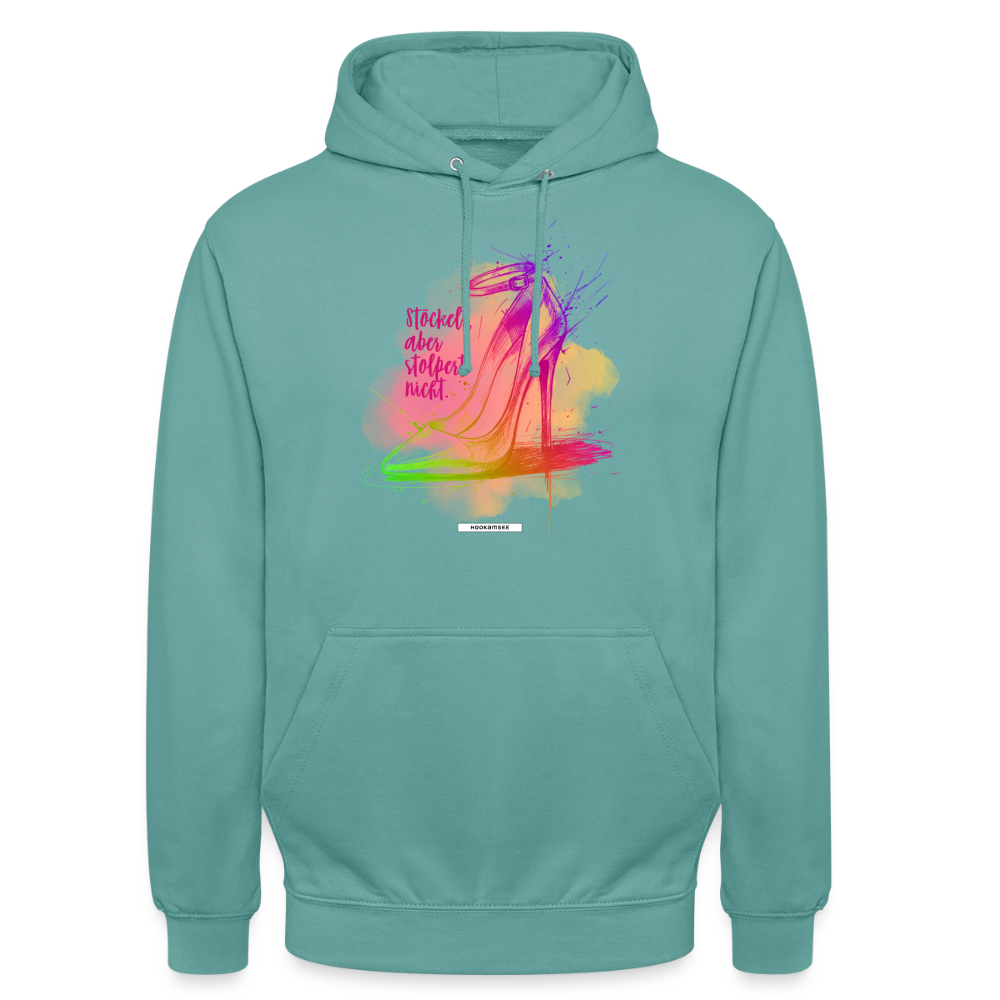 Hoodie Shine – Stöckelt, aber stolpert nicht. - Pastelltürkis