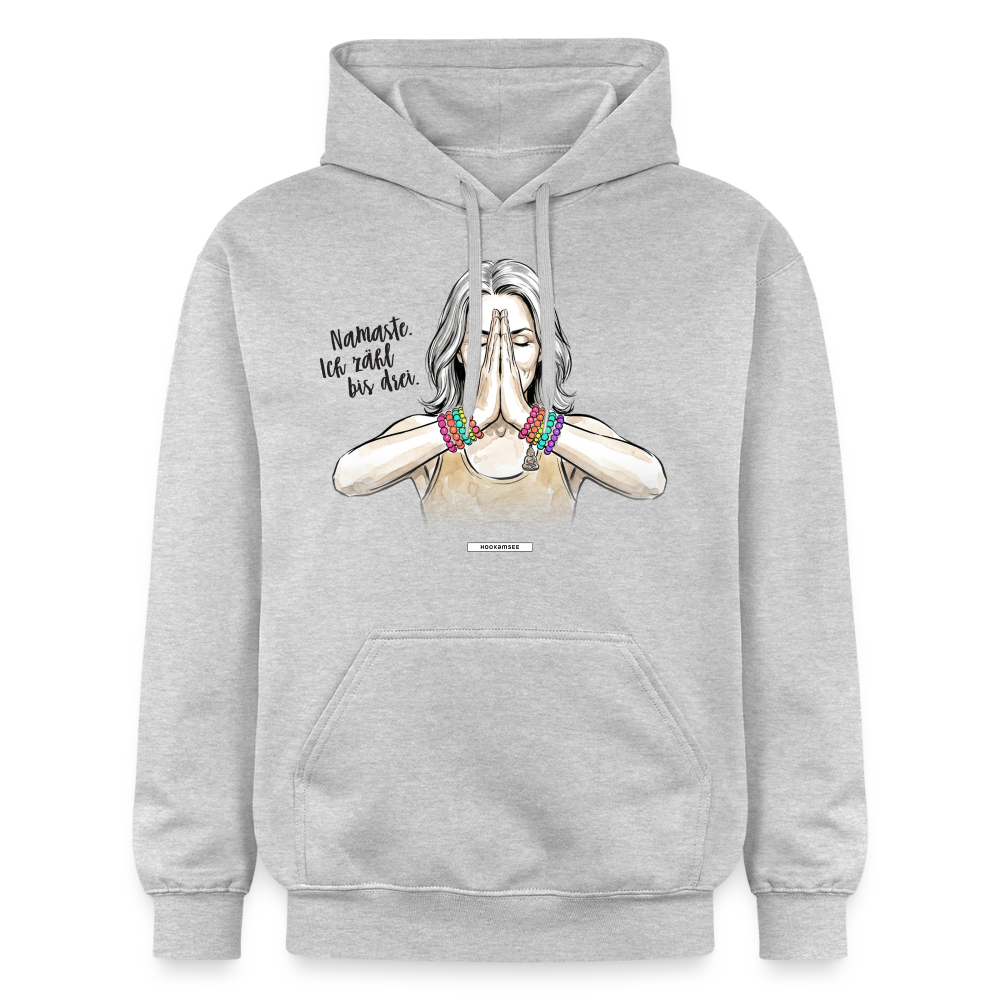 Hoodie Namaste. Ich zähl bis drei. - Hellgrau meliert