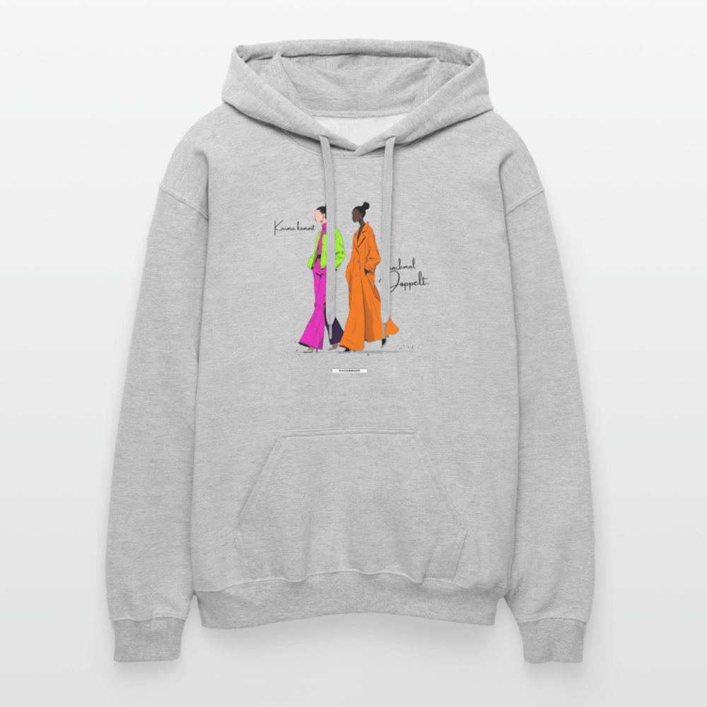 Hoodie Karma kommt manchmal doppelt. - Hellgrau meliert