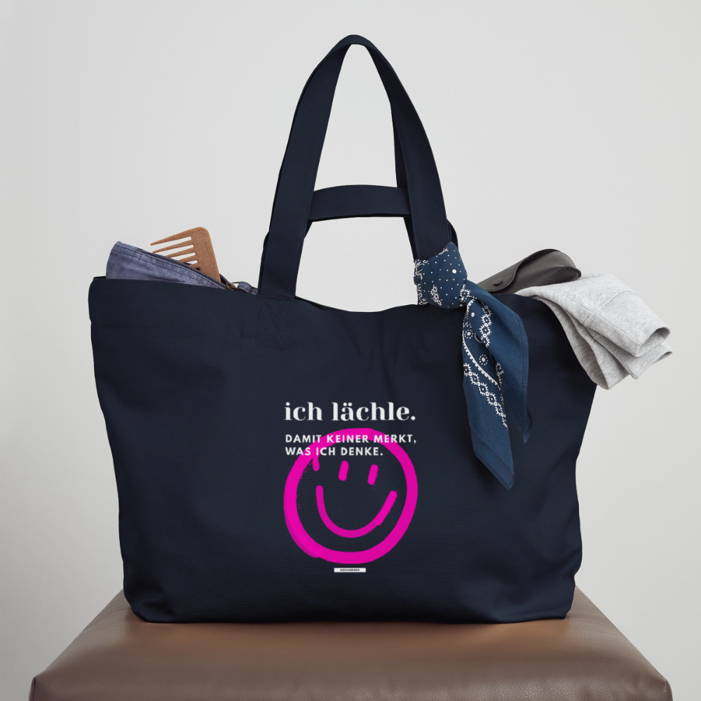 Große Shopping Bag True Talk „Ich lächle“ #158 - Navy