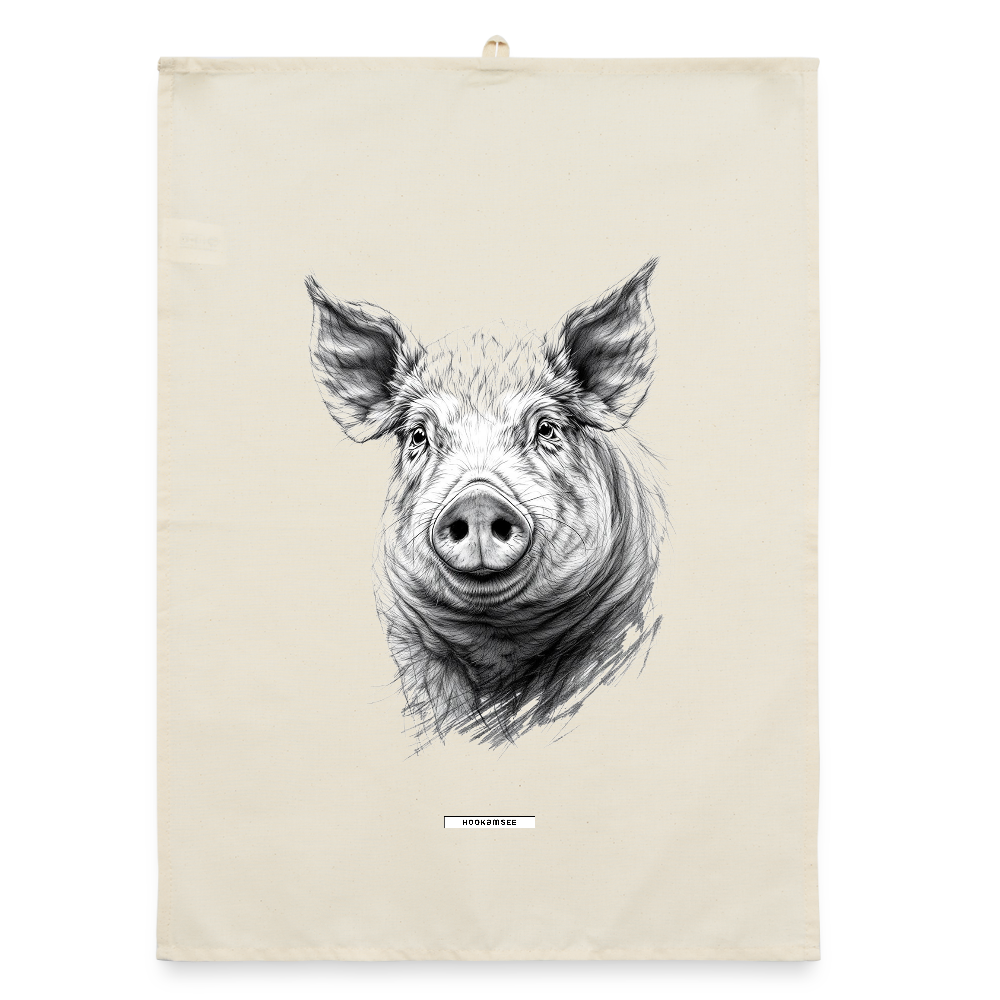 FAUNA SCHWEIN Organic Geschirrtuch / Stoffserviette - Natur