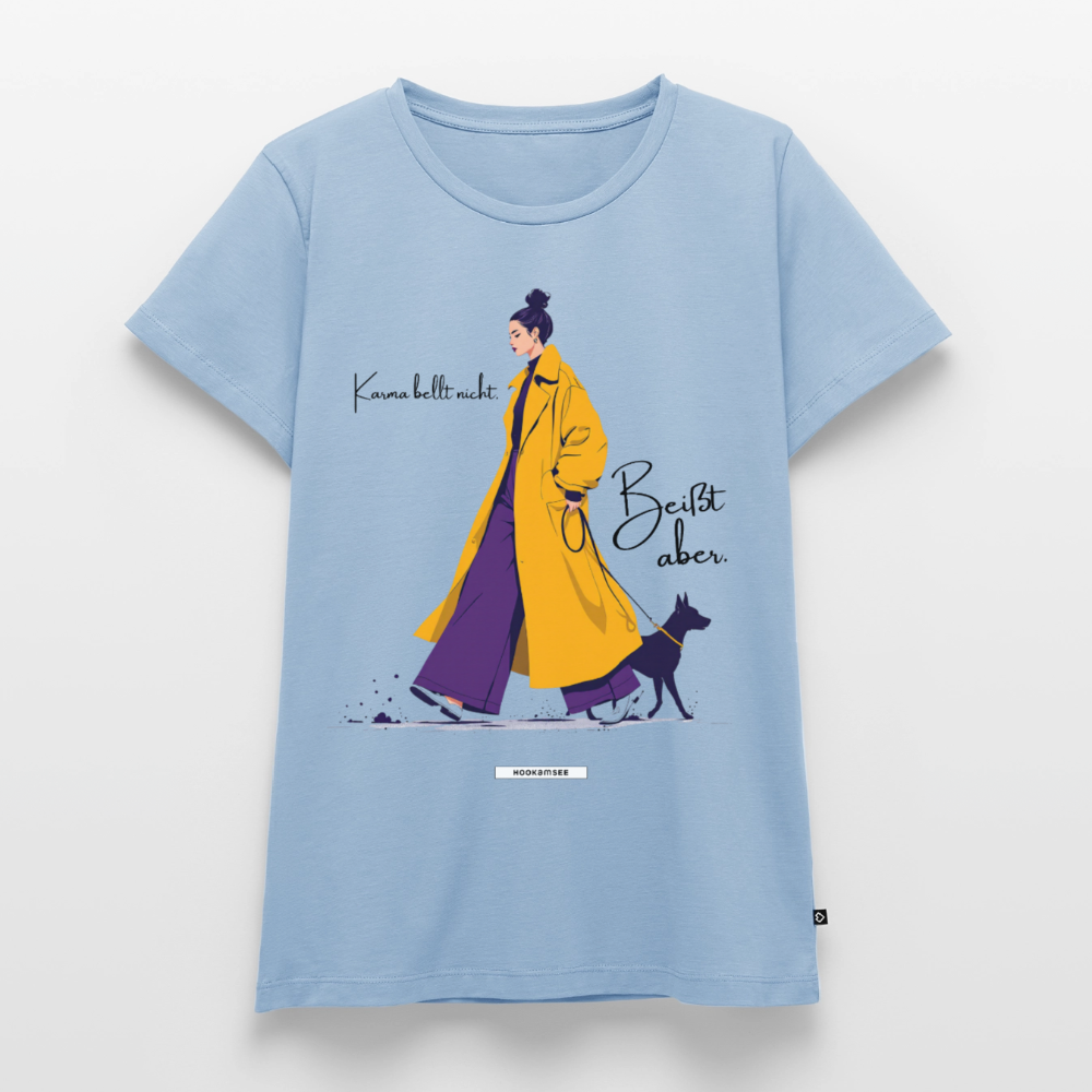 Shirt Karma bellt nicht. Beißt aber. - Hellblau