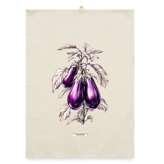 FLORA AUBERGINEN Organic Geschirrtuch / Stoffserviette - Natur