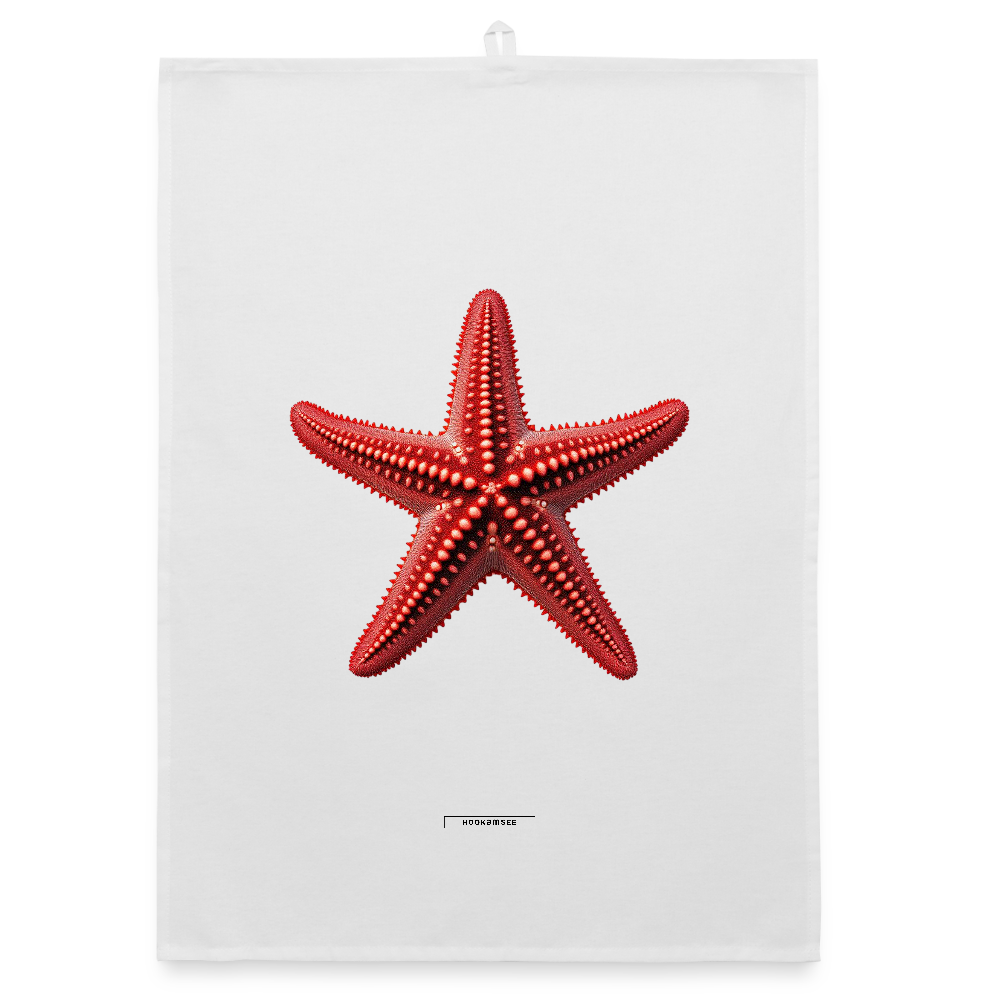 AQUA STARFISH RED Organic Geschirrtuch / Stoffserviette - Weiß