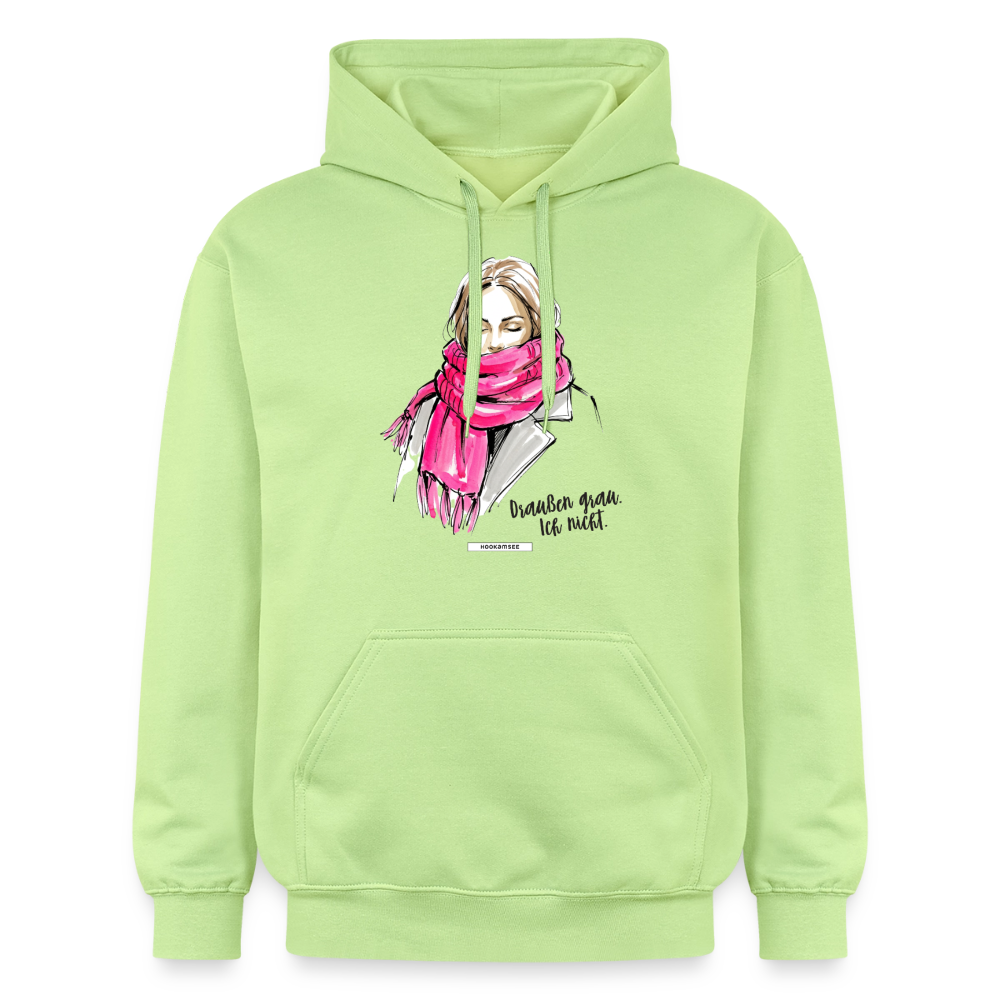 Hoodie Draußen grau. Ich nicht. - Pistazie