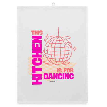 KITCHEN VIBES DANCING Organic Geschirrtuch / Stoffserviette - Weiß