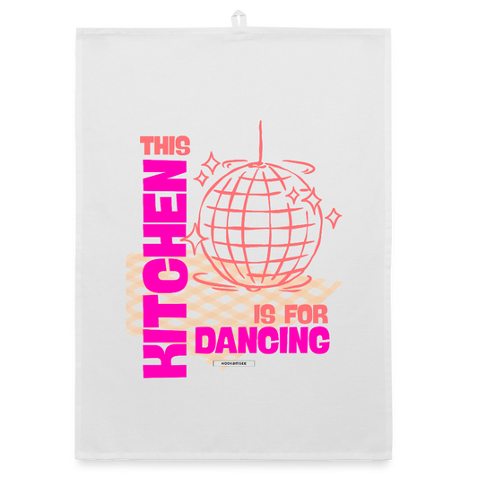 KITCHEN VIBES DANCING Organic Geschirrtuch / Stoffserviette - Weiß