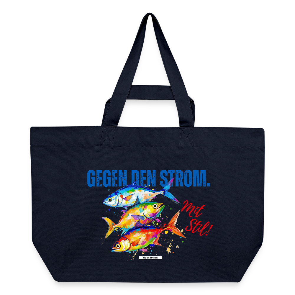 Große Shopping Bag "Gegen den Strom. Mit Stil!" #167 - Navy