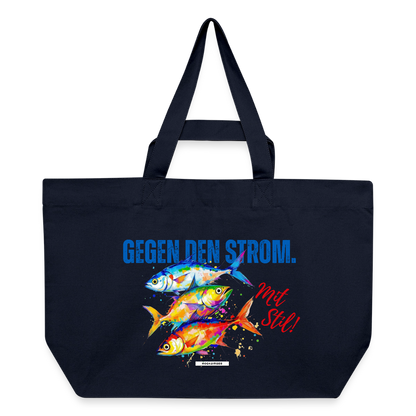 Große Shopping Bag "Gegen den Strom. Mit Stil!" #167 - Navy