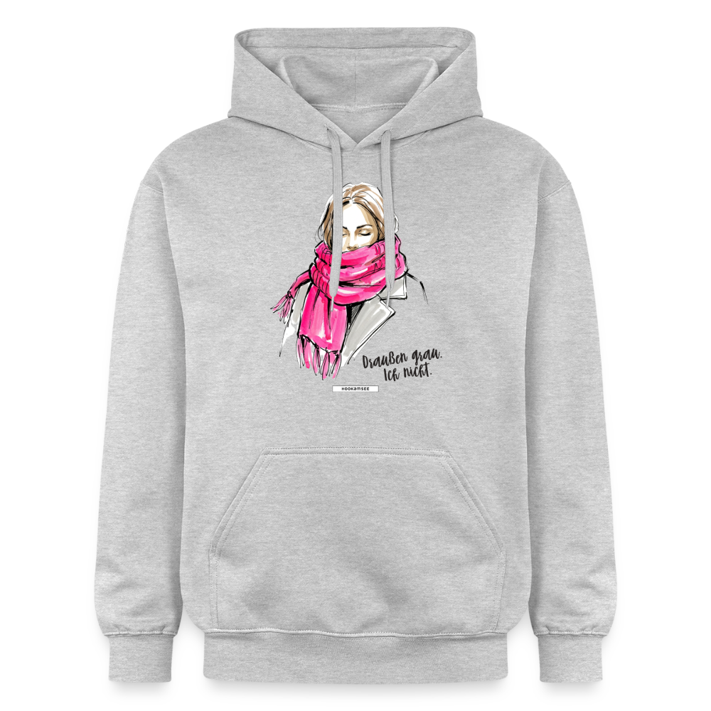 Hoodie Draußen grau. Ich nicht. - Hellgrau meliert