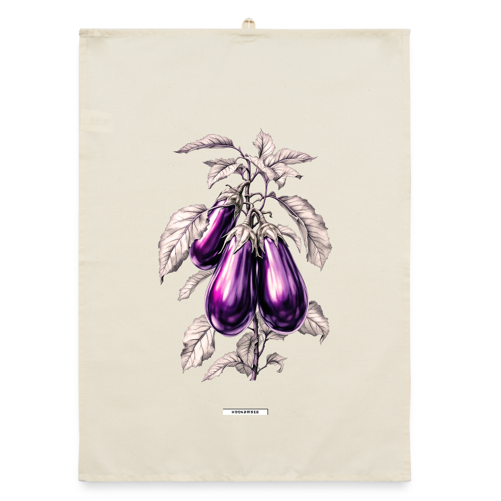 FLORA AUBERGINEN Organic Geschirrtuch / Stoffserviette - Natur