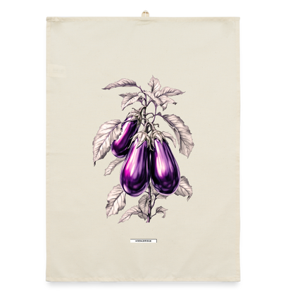 FLORA AUBERGINEN Organic Geschirrtuch / Stoffserviette - Natur