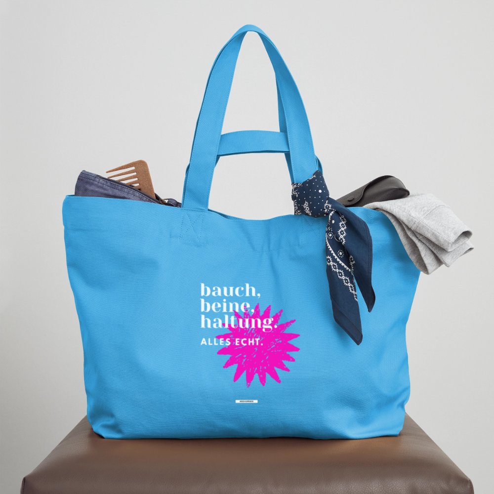 Große Shopping Bag True Talk „Bauch. Beine. Haltung“ #160 - Aquablau