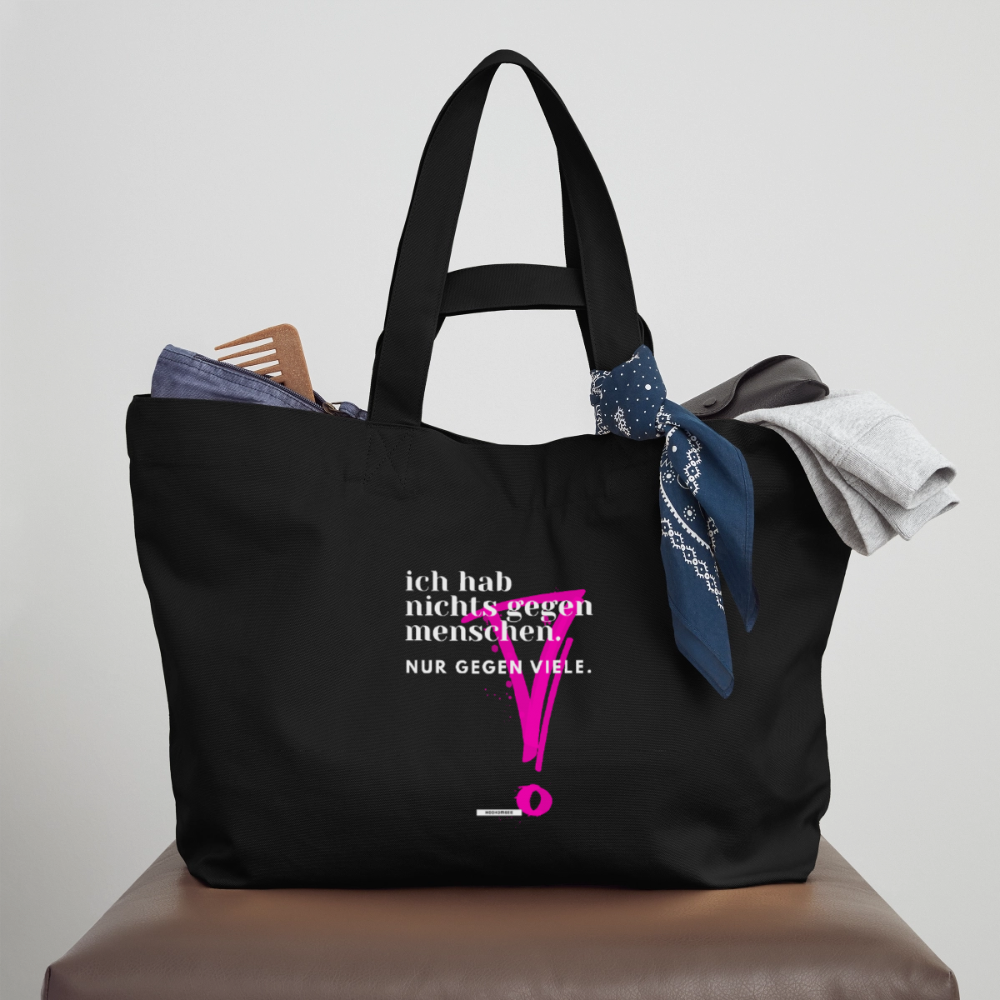 Große Shopping Bag True Talk „Ich hab nichts gegen Menschen“ #159 - Schwarz