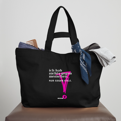 Große Shopping Bag True Talk „Ich hab nichts gegen Menschen“ #159 - Schwarz