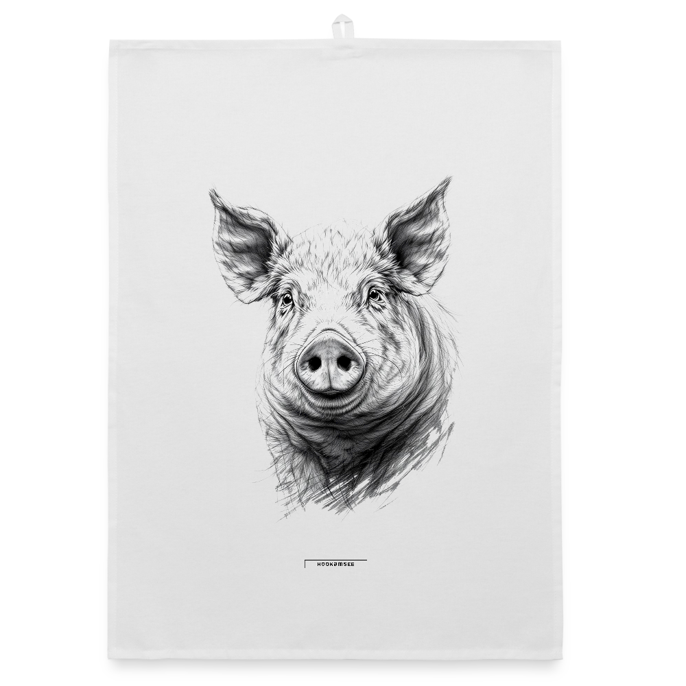 FAUNA SCHWEIN Organic Geschirrtuch / Stoffserviette - Weiß