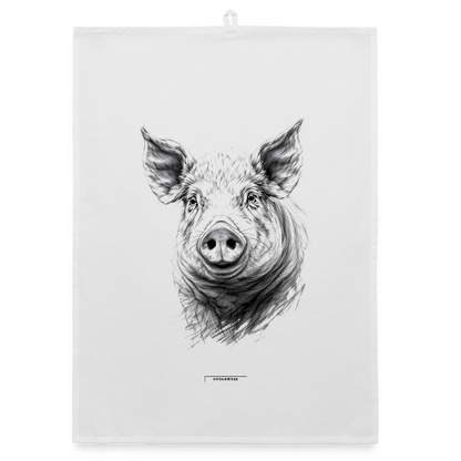 FAUNA SCHWEIN Organic Geschirrtuch / Stoffserviette - Weiß