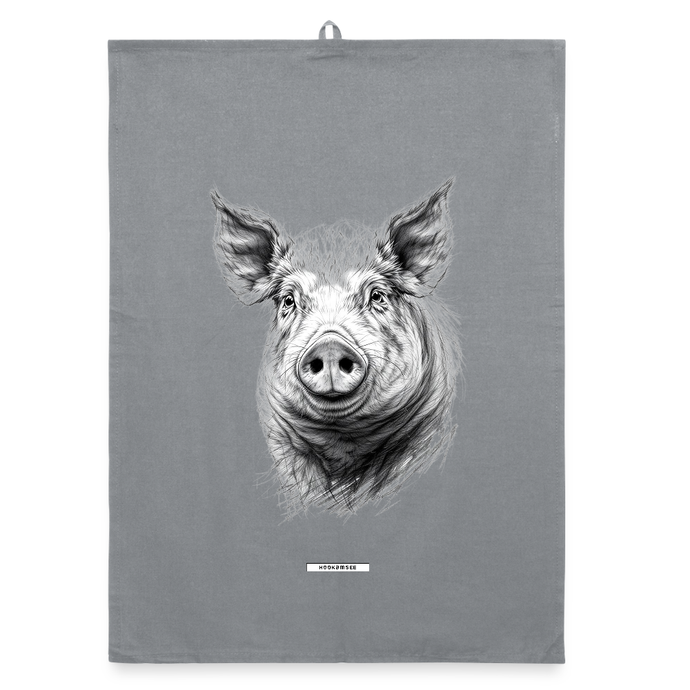 FAUNA SCHWEIN Organic Geschirrtuch / Stoffserviette - Grau