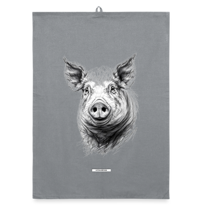 FAUNA SCHWEIN Organic Geschirrtuch / Stoffserviette - Grau