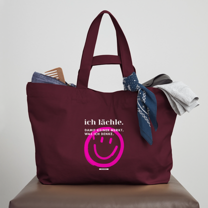 Große Shopping Bag True Talk „Ich lächle“ #158 - Burgunderrot